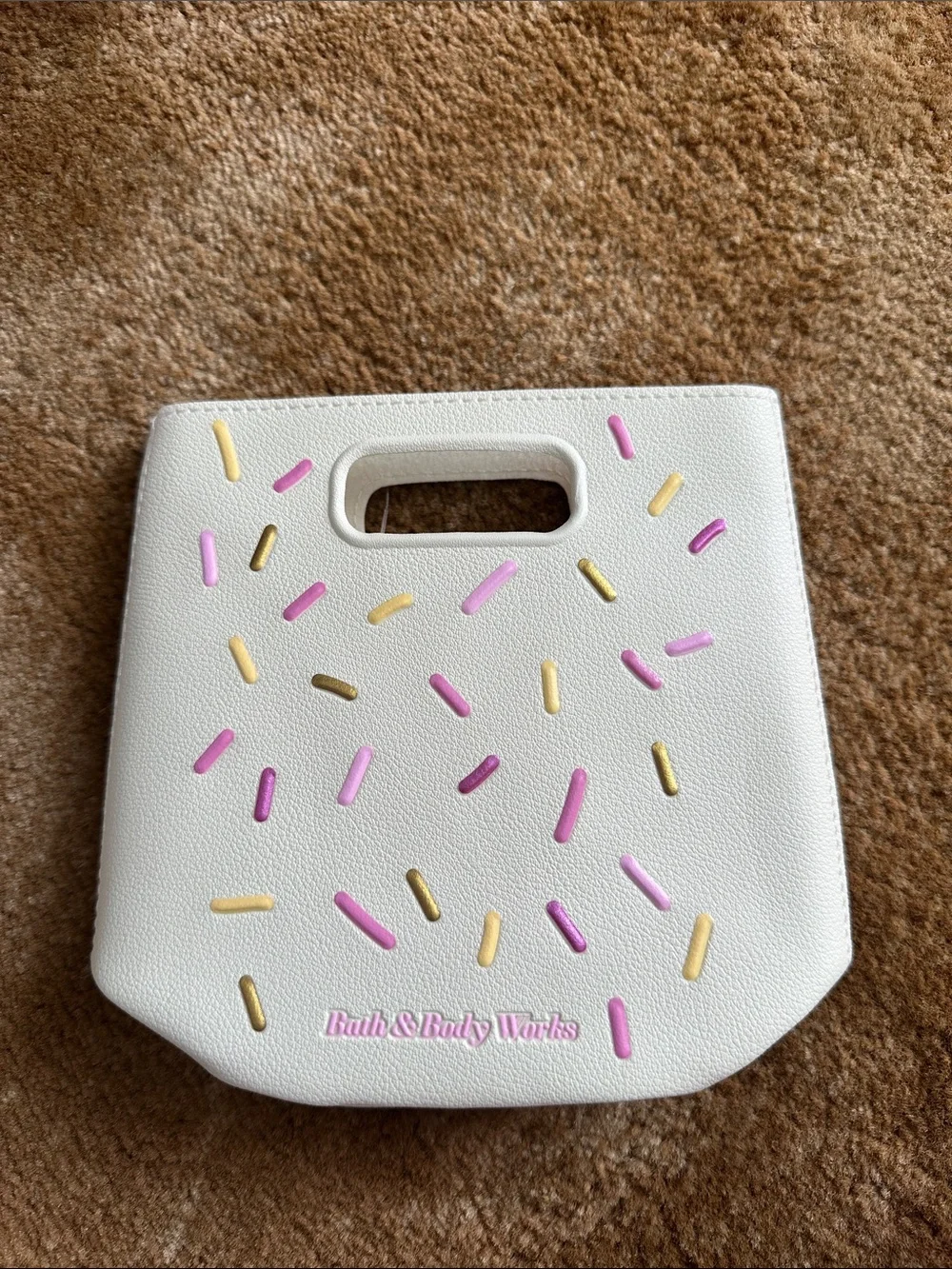 Cream Tote with Pink & Gold Sprinkle Accents